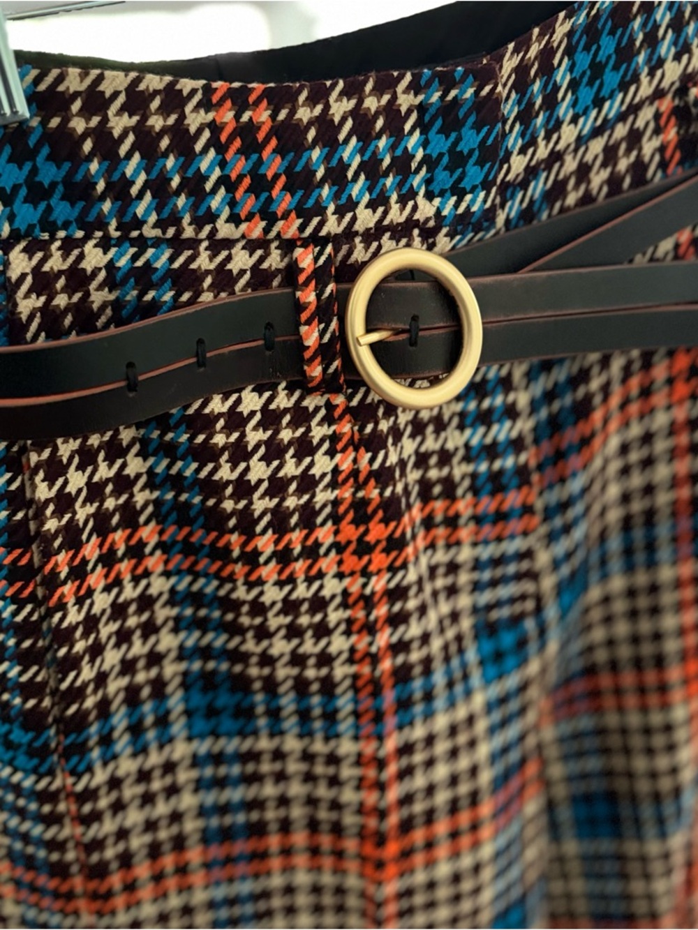 Dorothee Schumacher High-Waisted Plaid Wide-Leg Trousers w/ Belt - Picture 5 of 13